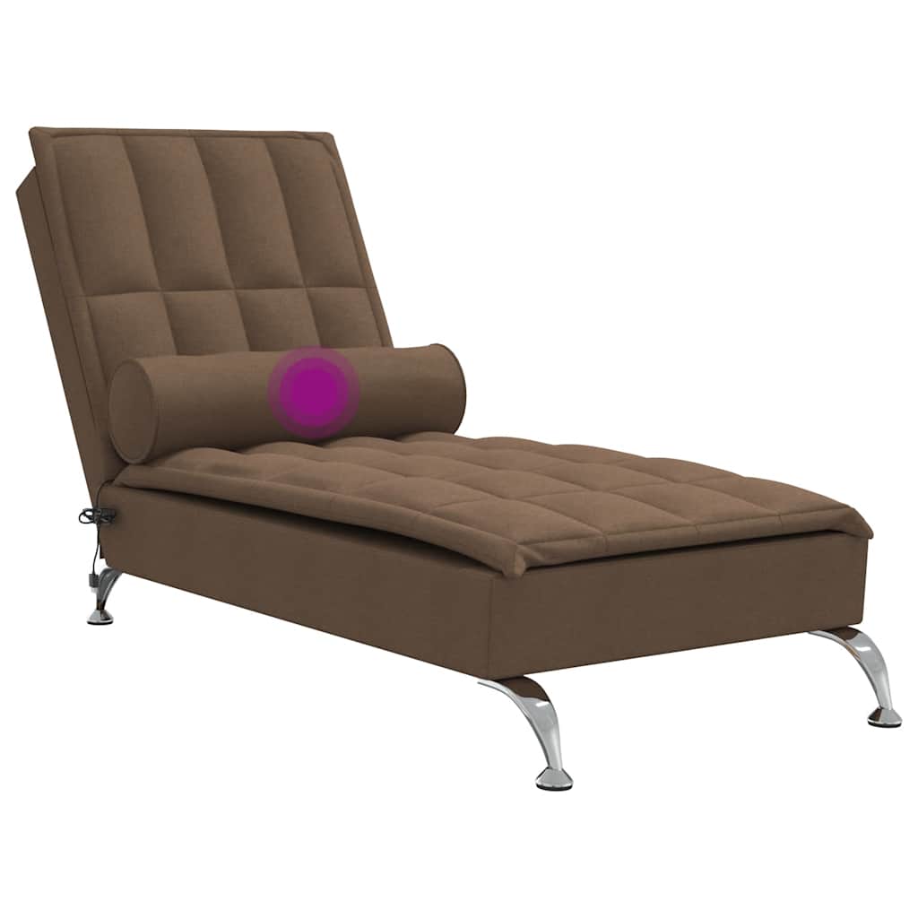 Chaise longue de massage avec traversin marron tissu - XIOS