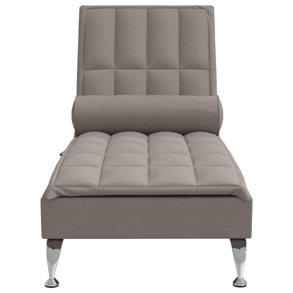 Chaise longue de massage avec traversin taupe tissu - XIOS