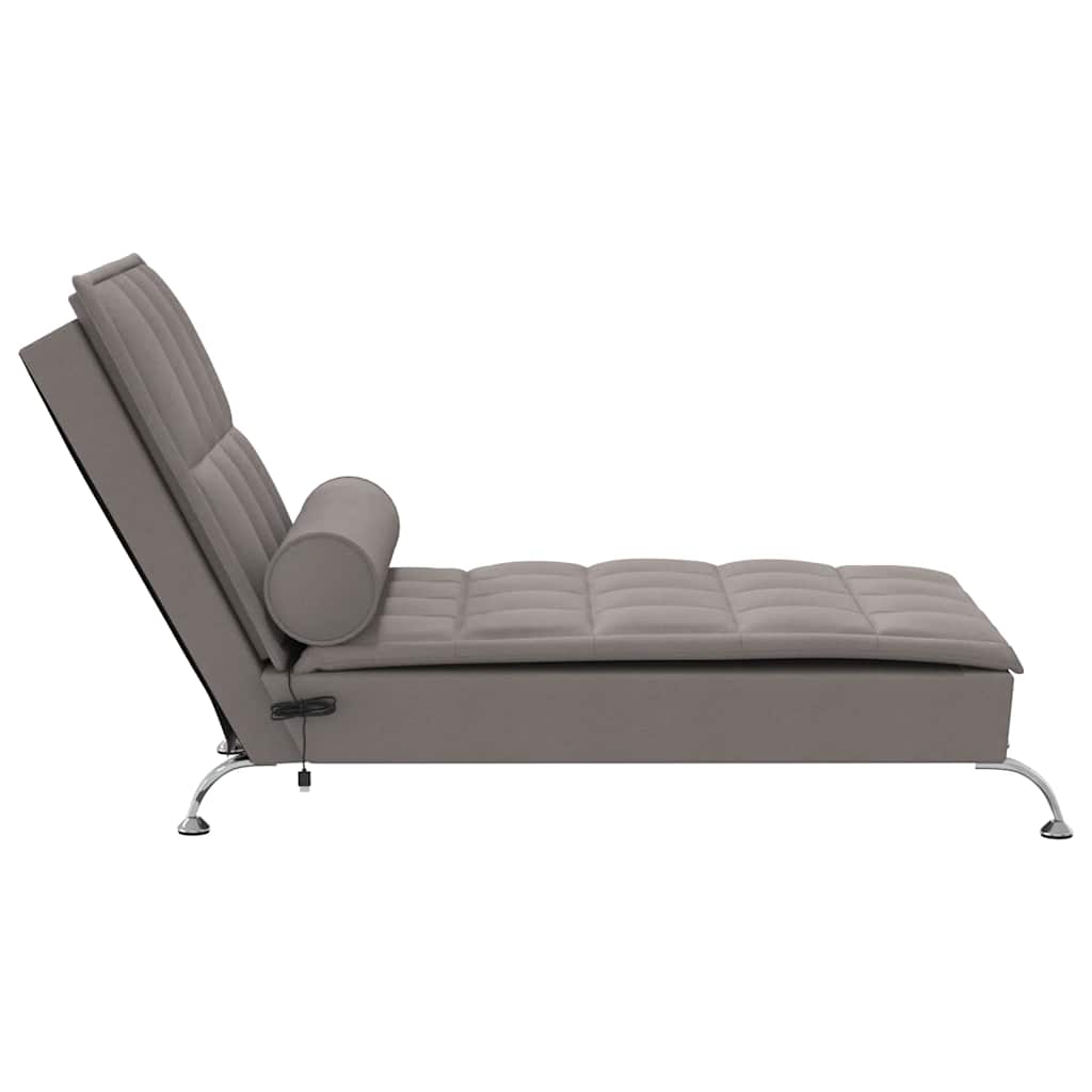 Chaise longue de massage avec traversin taupe tissu - XIOS