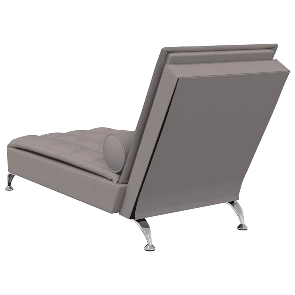 Chaise longue de massage avec traversin taupe tissu - XIOS