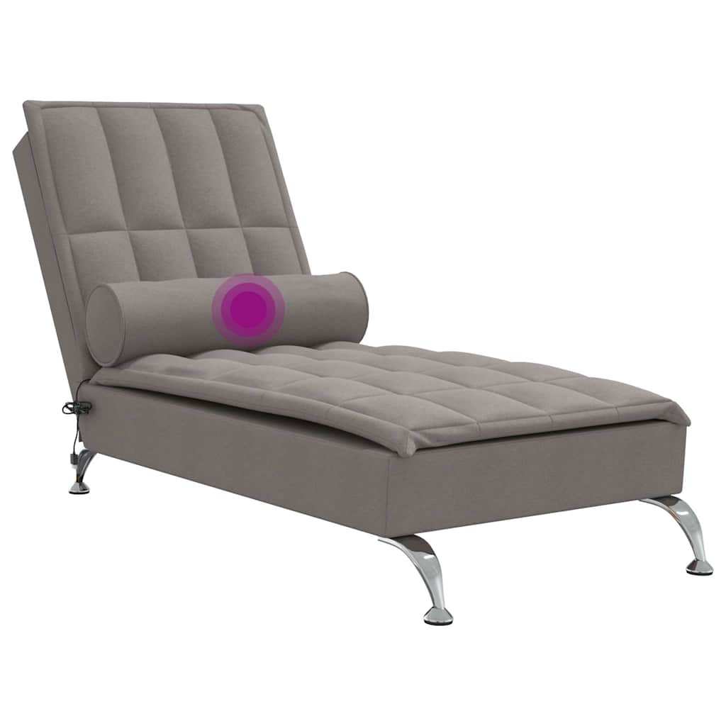 Chaise longue de massage avec traversin taupe tissu - XIOS