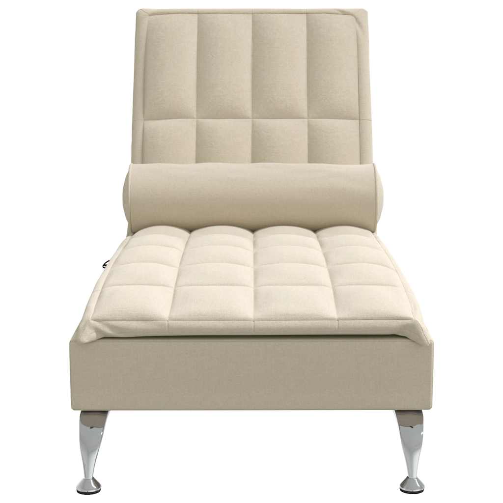 Chaise longue de massage avec traversin crème tissu - XIOS