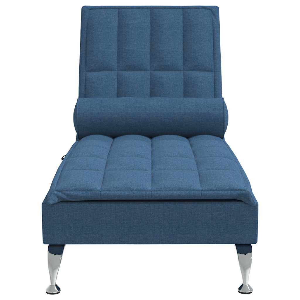 Chaise longue de massage avec traversin bleu tissu - XIOS