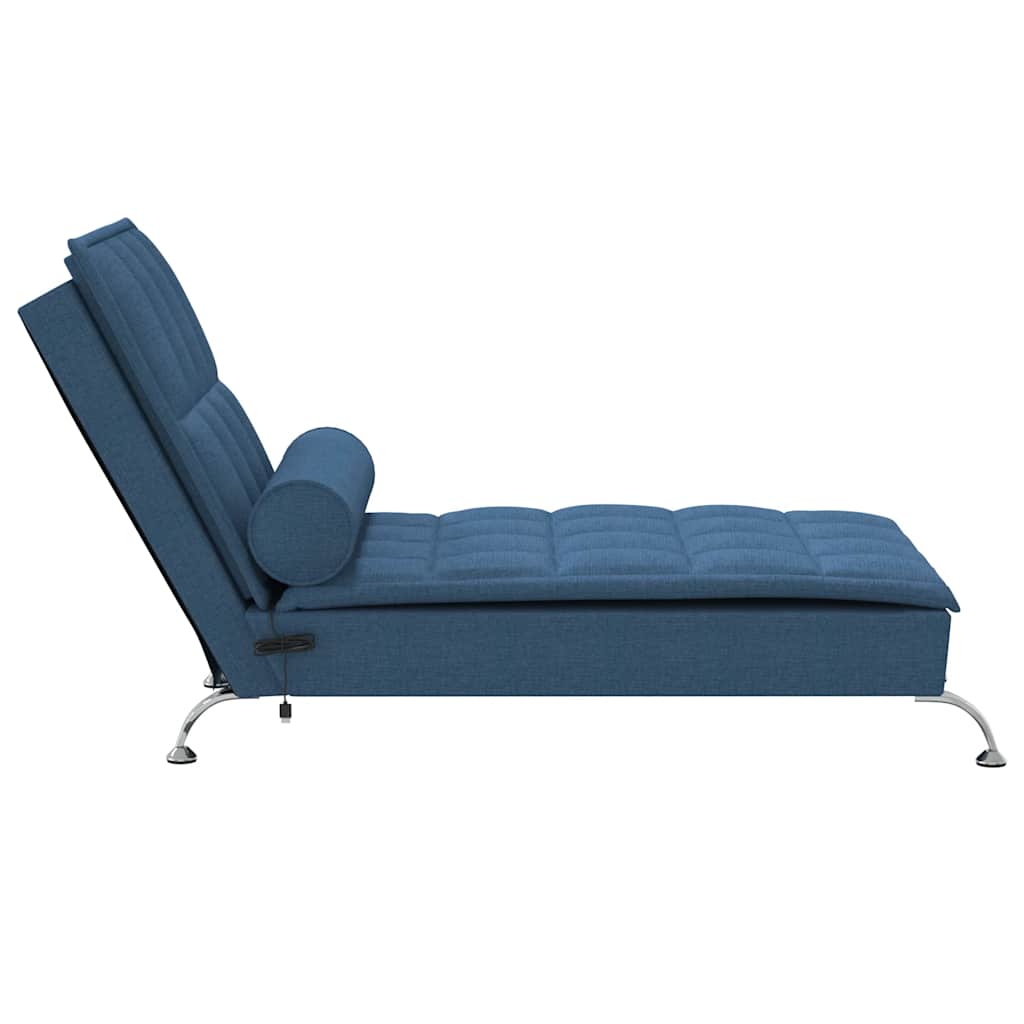 Chaise longue de massage avec traversin bleu tissu - XIOS