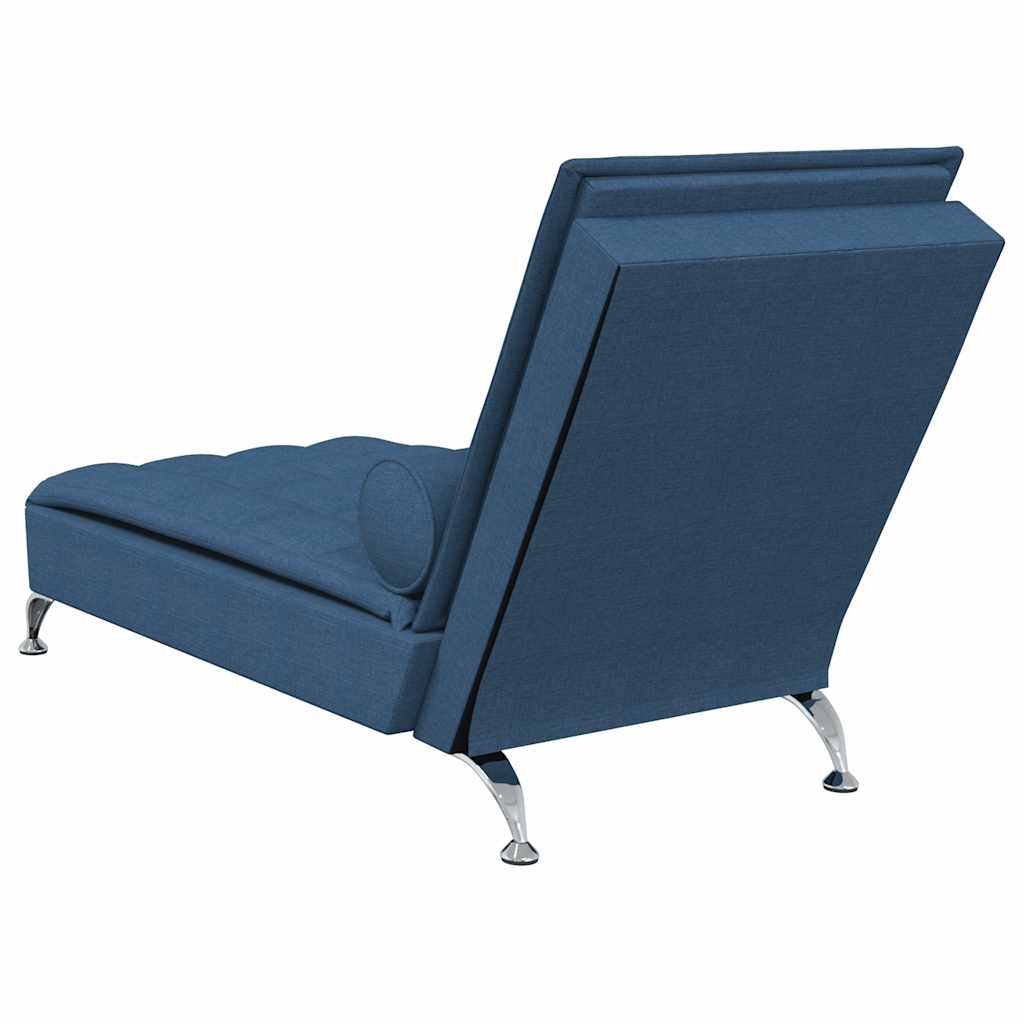 Chaise longue de massage avec traversin bleu tissu - XIOS