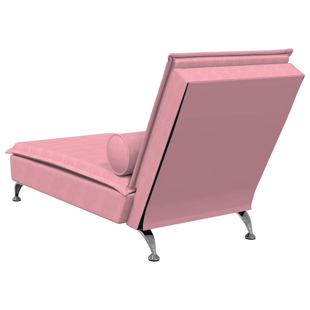 Chaise longue de massage avec traversin rose velours - XIOS