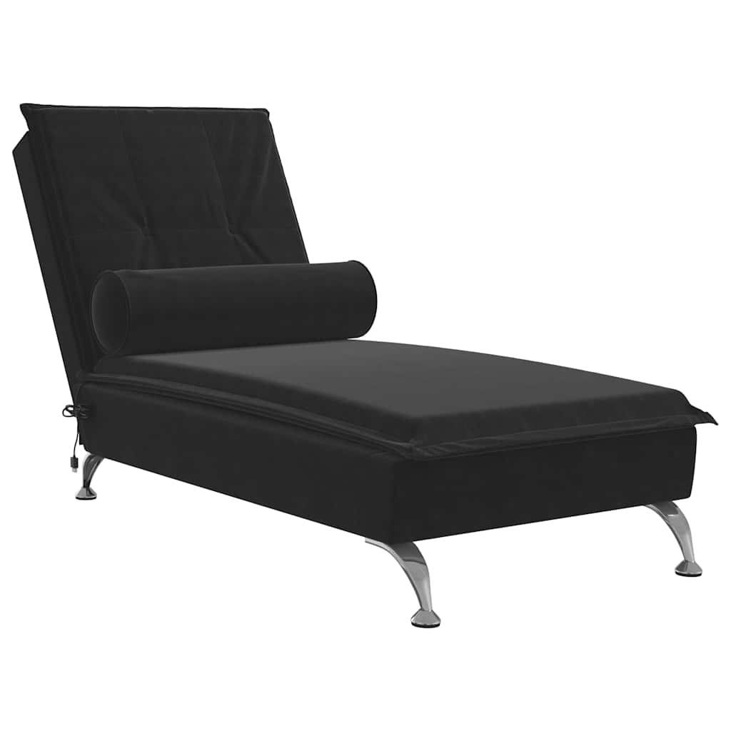 Chaise longue de massage avec traversin noir velours - XIOS