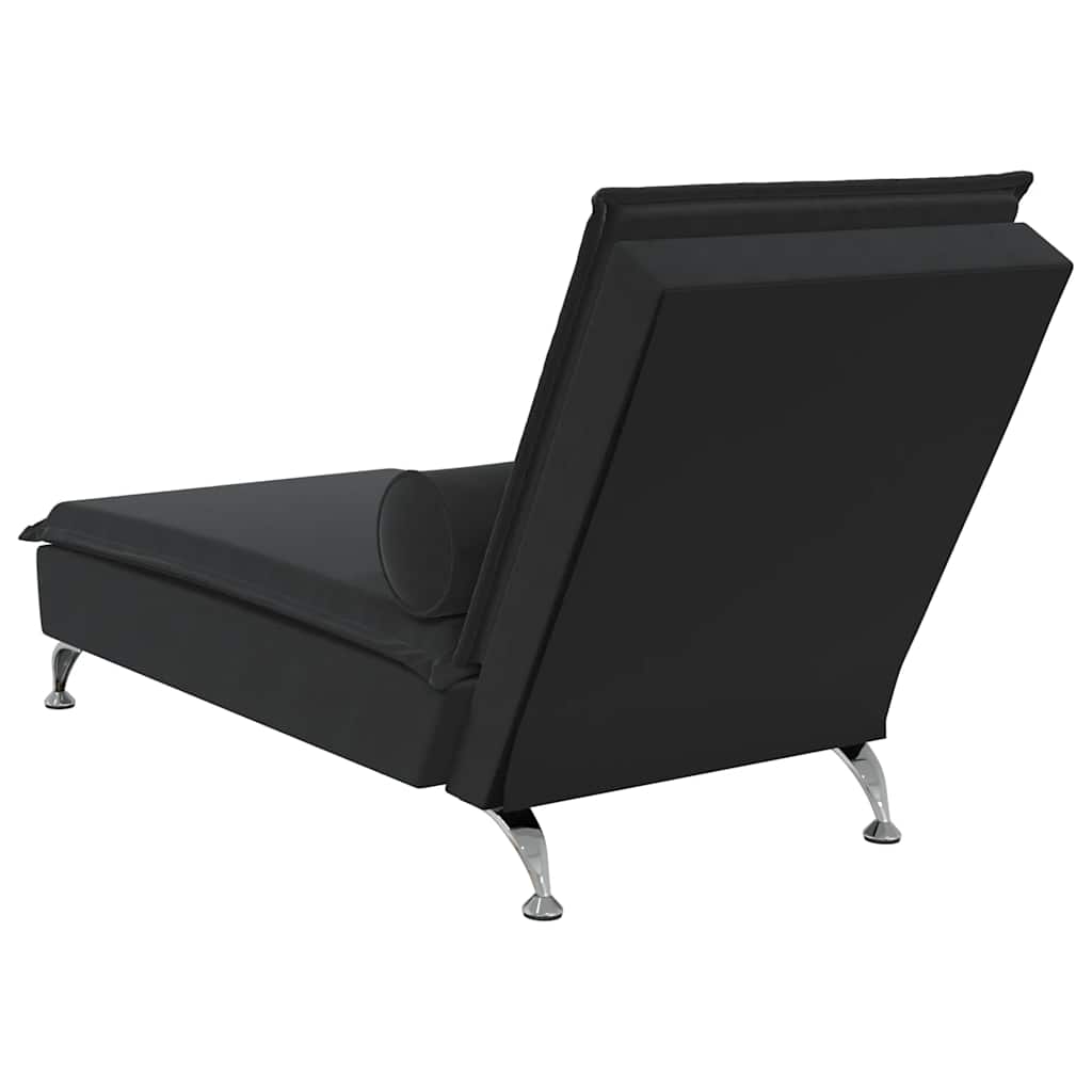 Chaise longue de massage avec traversin noir velours - XIOS