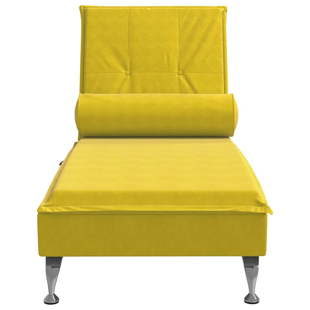 Chaise longue de massage avec traversin jaune velours - XIOS
