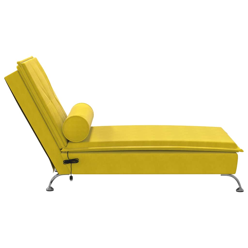 Chaise longue de massage avec traversin jaune velours - XIOS