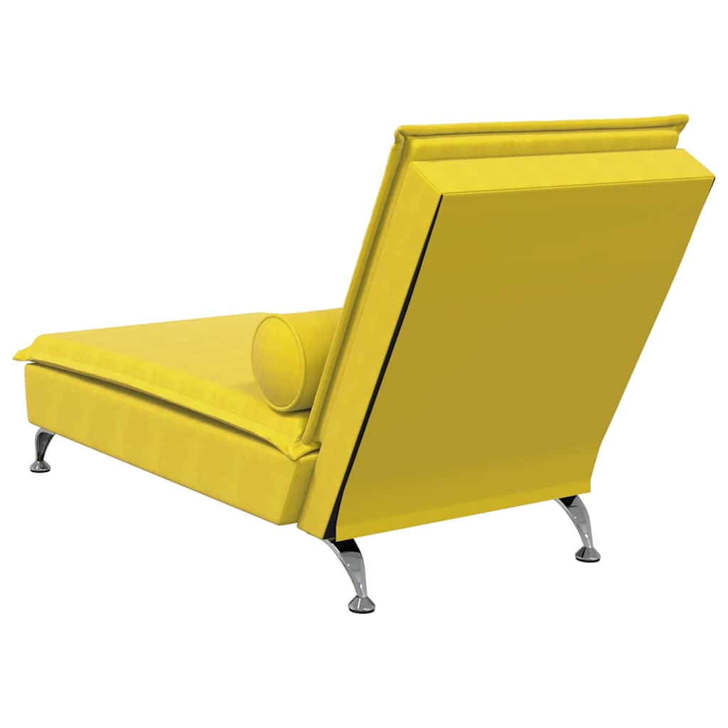 Chaise longue de massage avec traversin jaune velours - XIOS