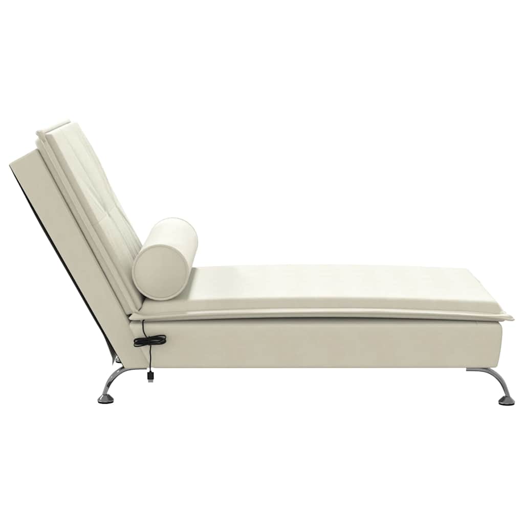 Chaise longue de massage avec traversin crème velours - XIOS