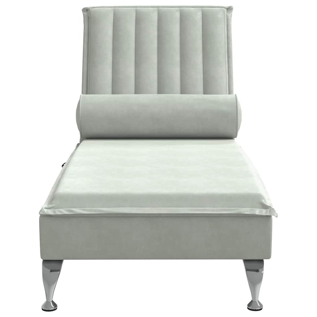 Chaise longue de massage avec traversin gris clair velours - XIOS
