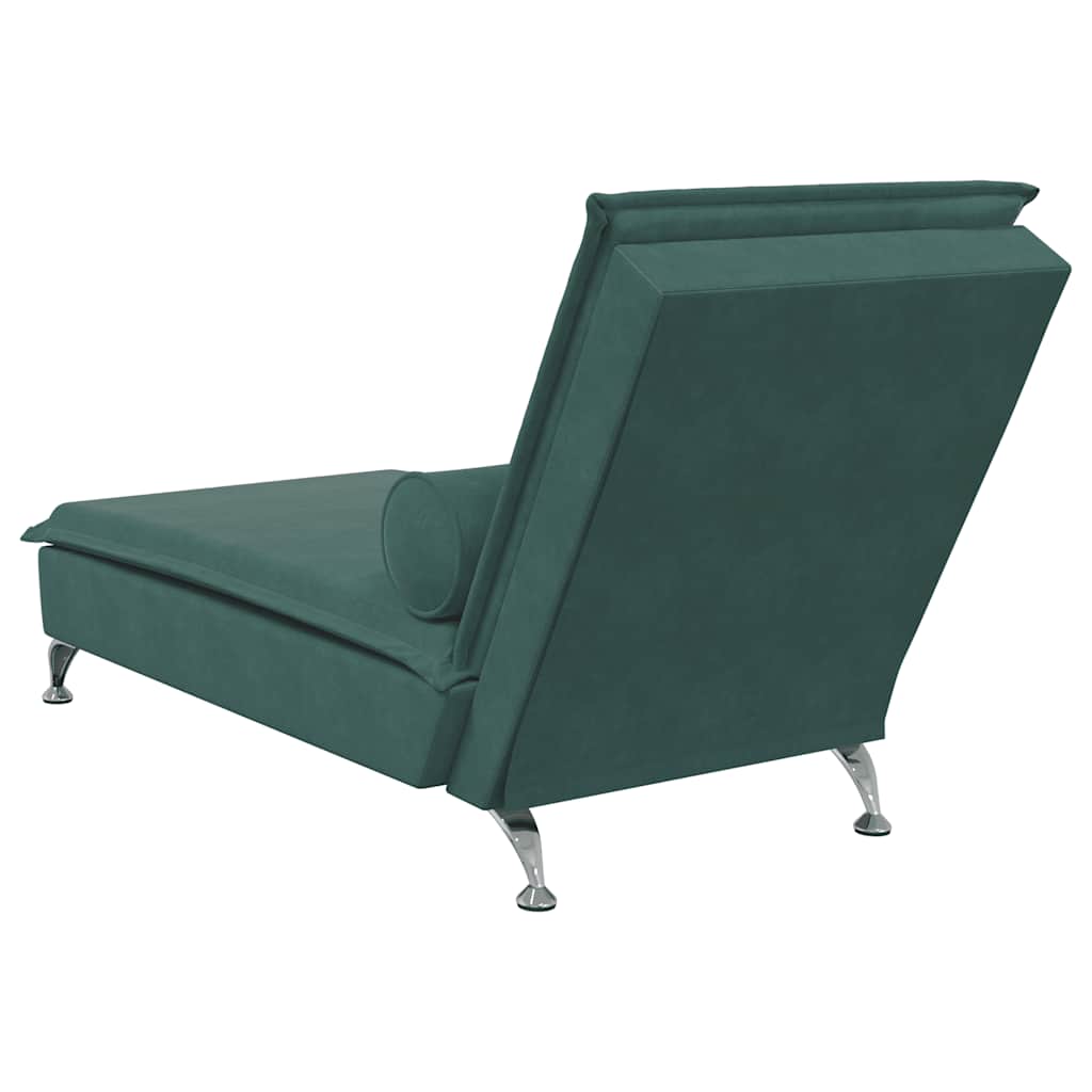 Chaise longue de massage avec traversin vert foncé velours - XIOS