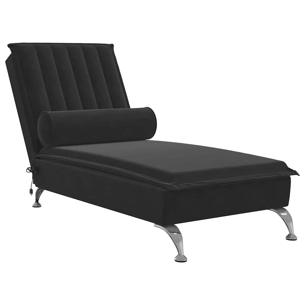 Chaise longue de massage avec traversin noir velours - XIOS
