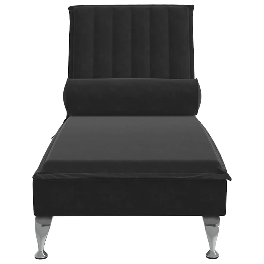 Chaise longue de massage avec traversin noir velours - XIOS