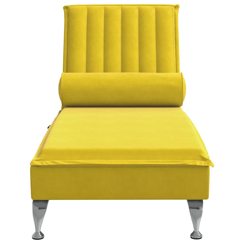 Chaise longue de massage avec traversin jaune velours - XIOS