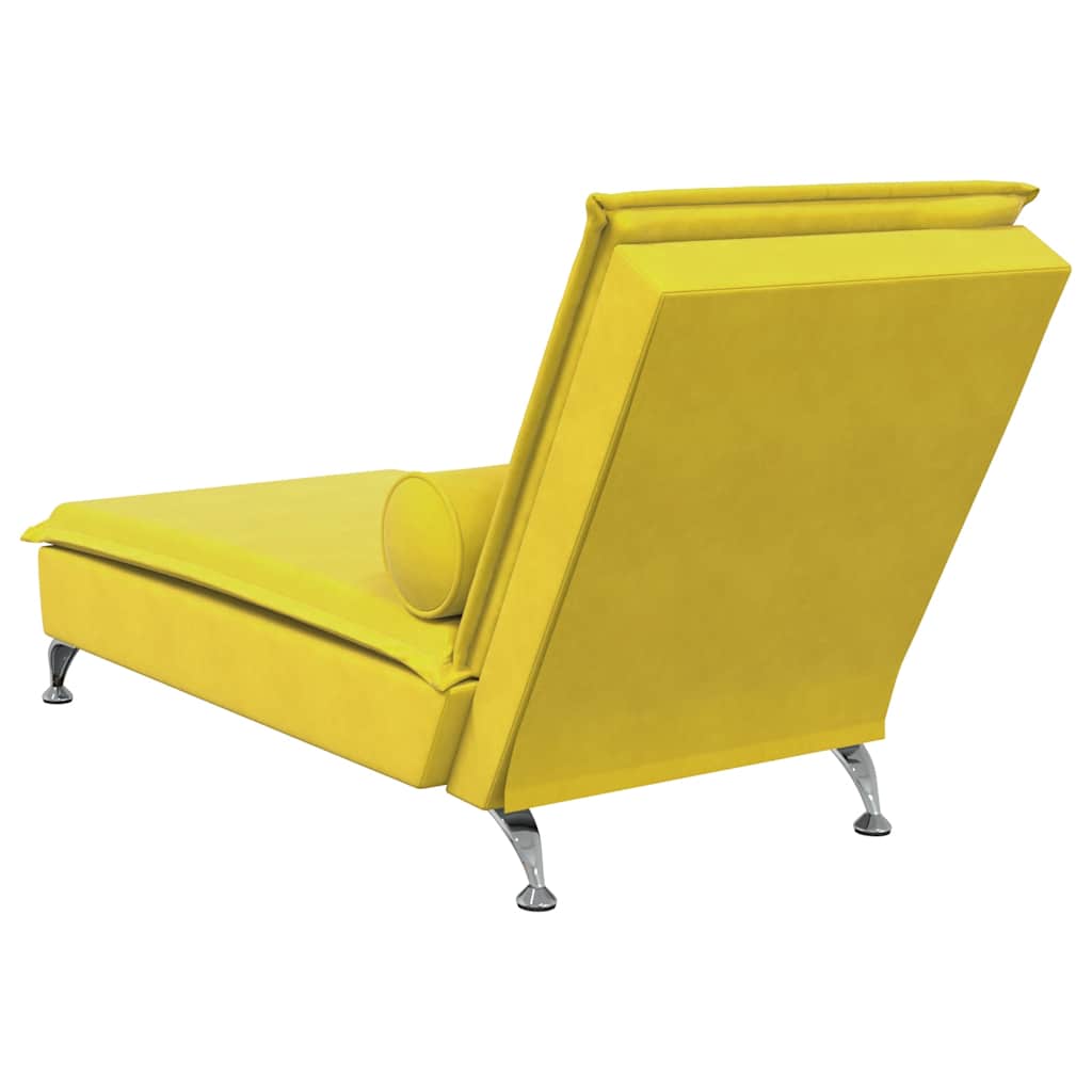 Chaise longue de massage avec traversin jaune velours - XIOS