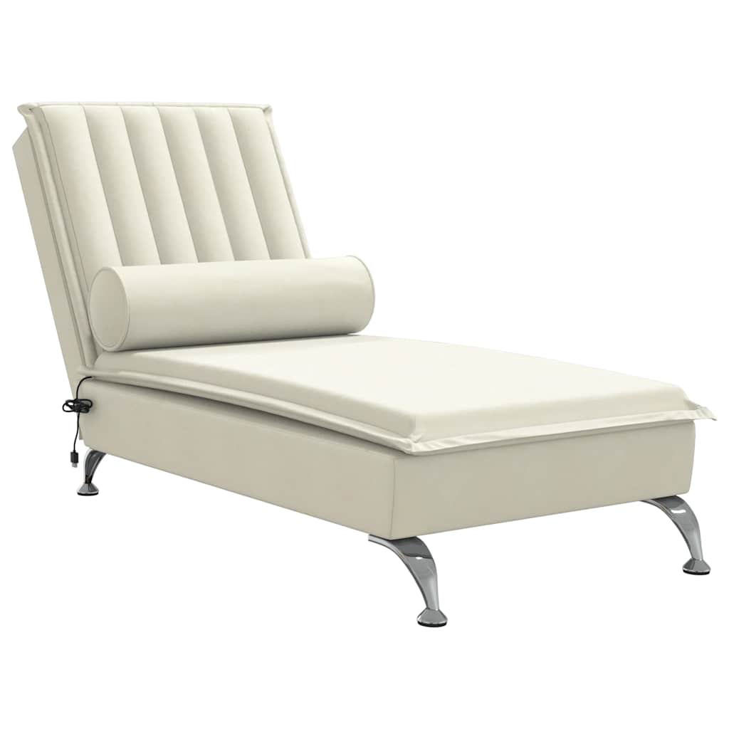 Chaise longue de massage avec traversin crème velours - XIOS