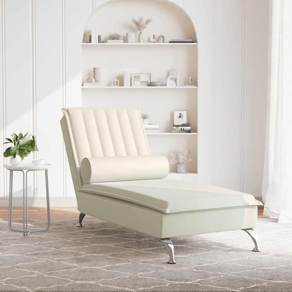 Chaise longue de massage avec traversin crème velours - XIOS