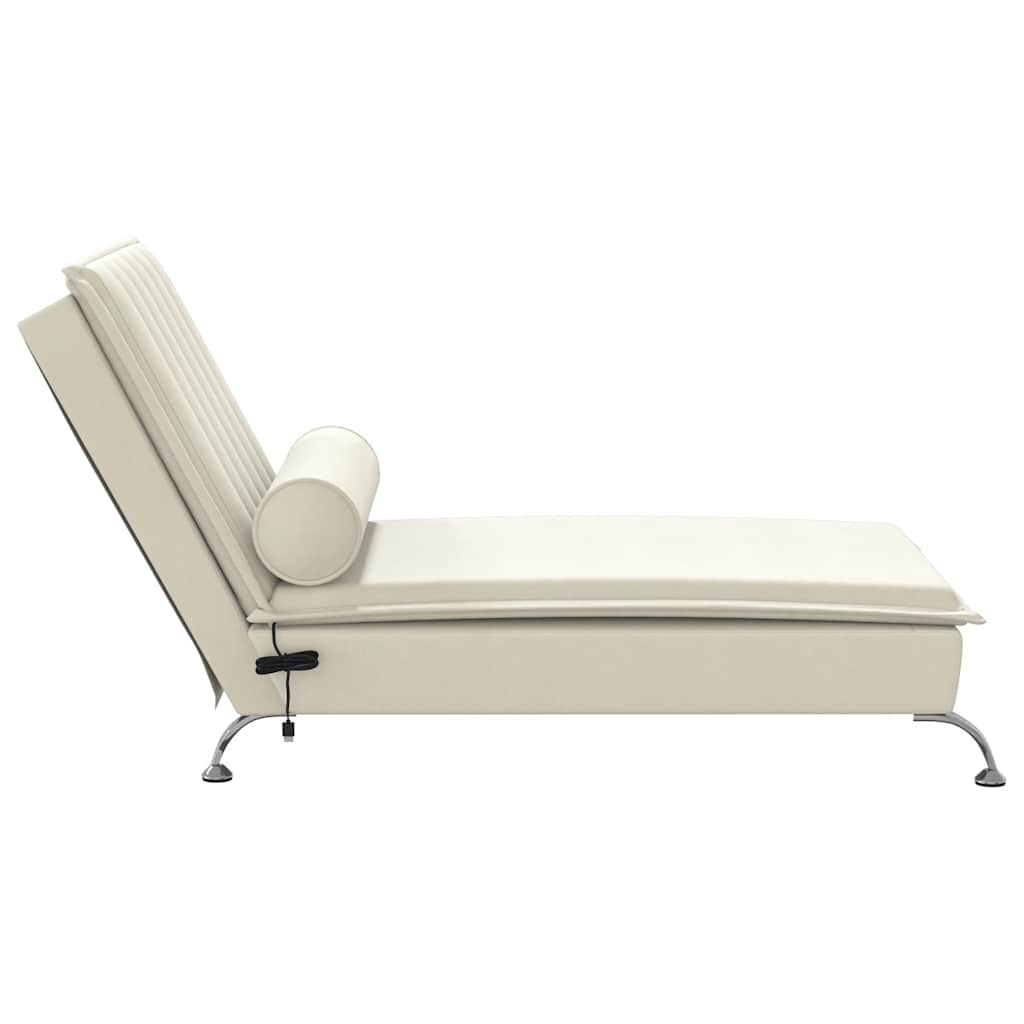 Chaise longue de massage avec traversin crème velours - XIOS