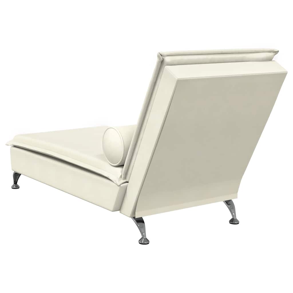 Chaise longue de massage avec traversin crème velours - XIOS