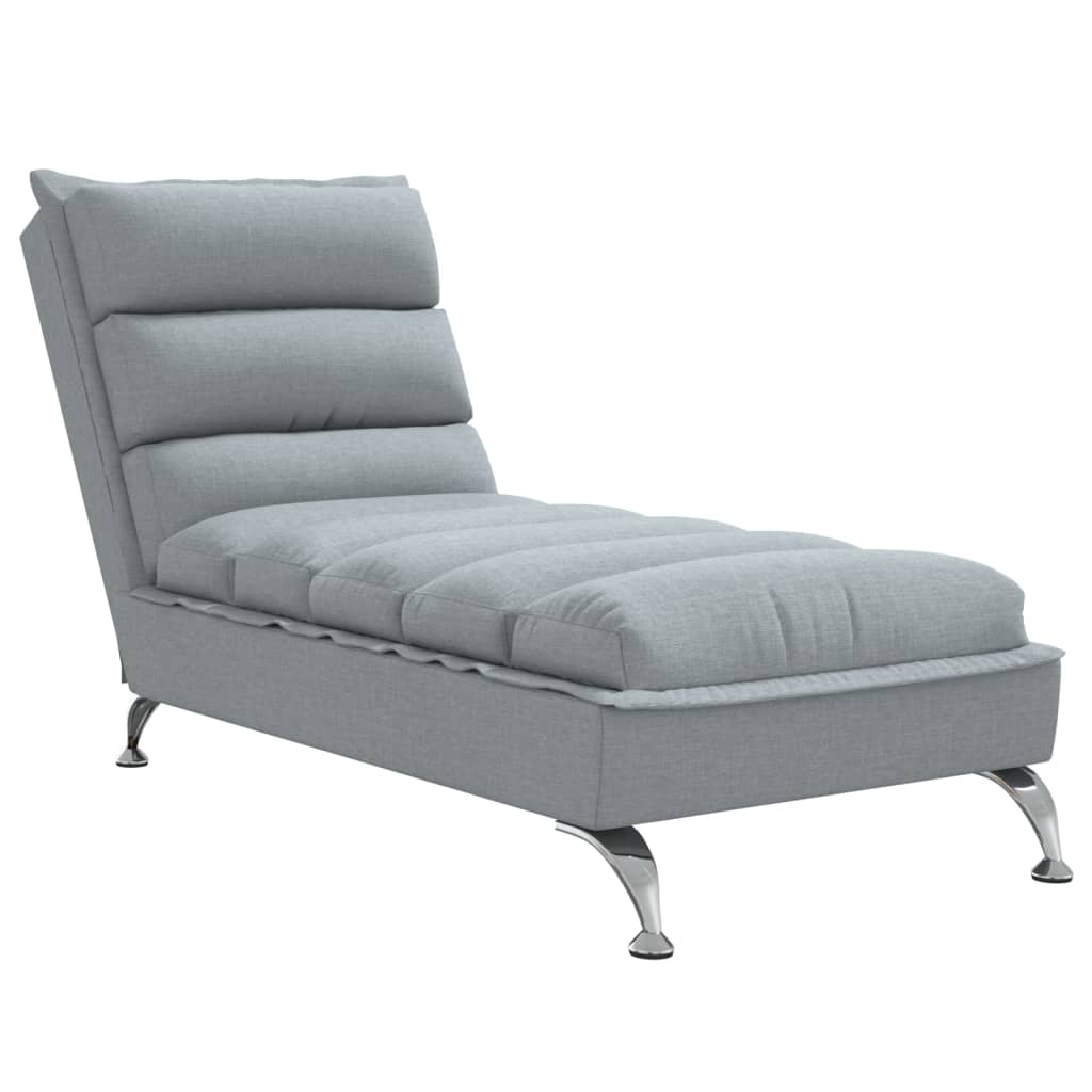 Chaise longue avec coussins gris clair tissu - XIOS