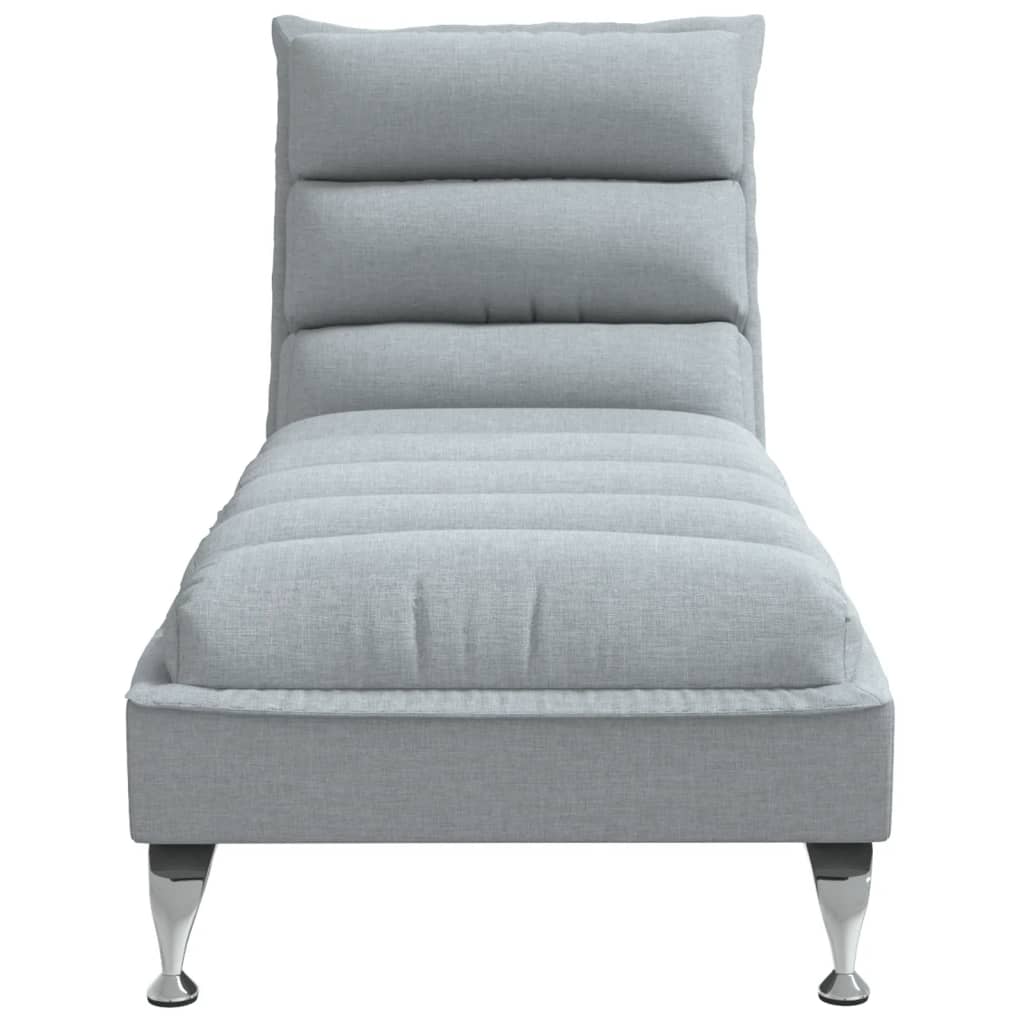 Chaise longue avec coussins gris clair tissu - XIOS