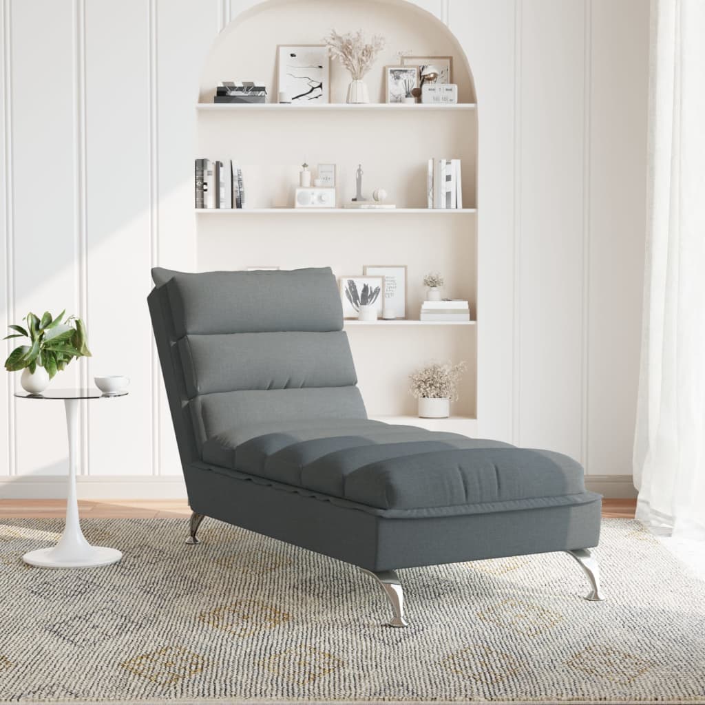 Chaise longue avec coussins gris foncé tissu - XIOS