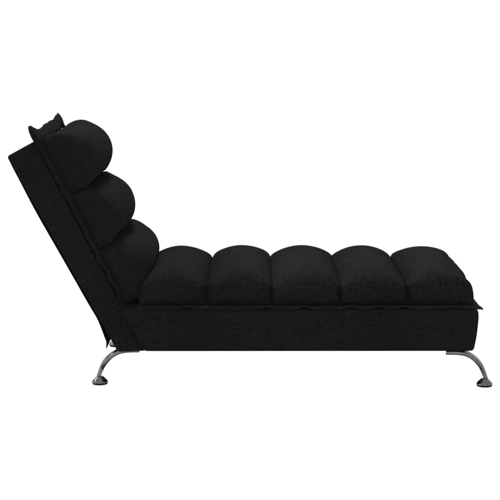 Chaise longue avec coussins noir tissu - XIOS