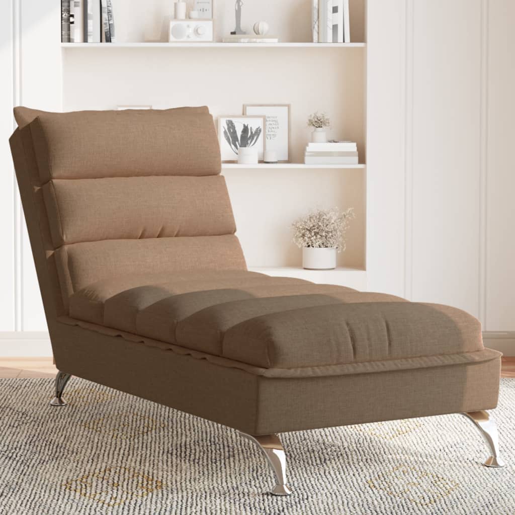 Chaise longue avec coussins marron tissu - XIOS