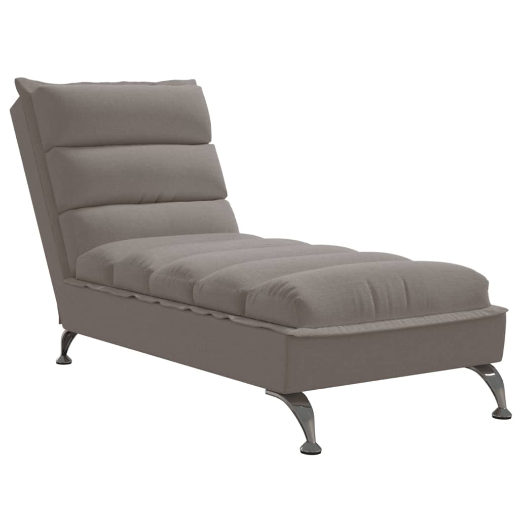 Chaise longue avec coussins taupe tissu - XIOS