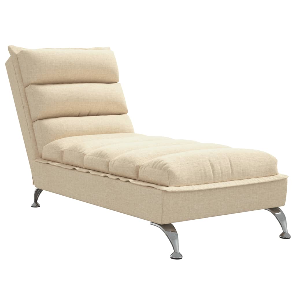 Chaise longue avec coussins crème tissu - XIOS