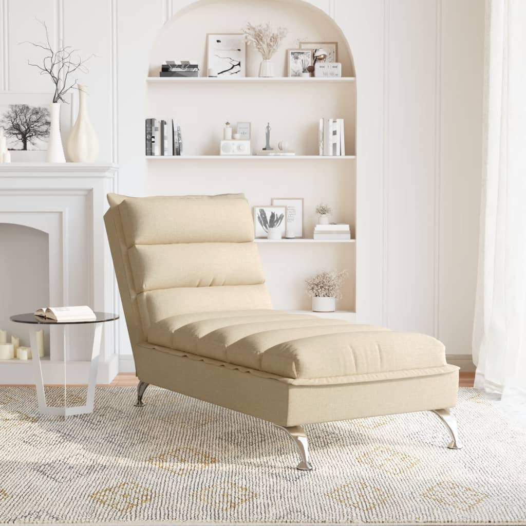 Chaise longue avec coussins crème tissu - XIOS