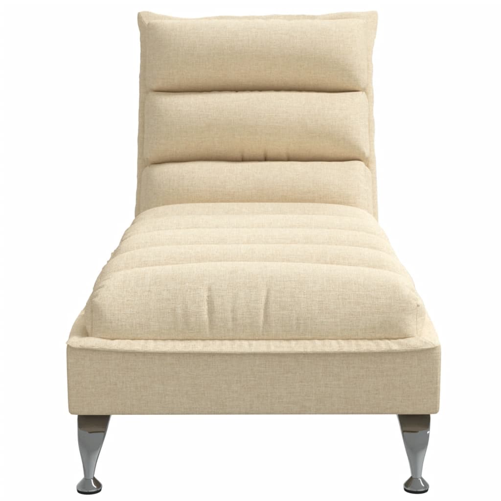 Chaise longue avec coussins crème tissu - XIOS