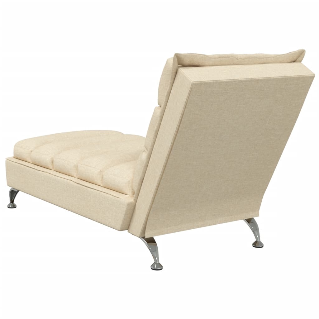 Chaise longue avec coussins crème tissu - XIOS