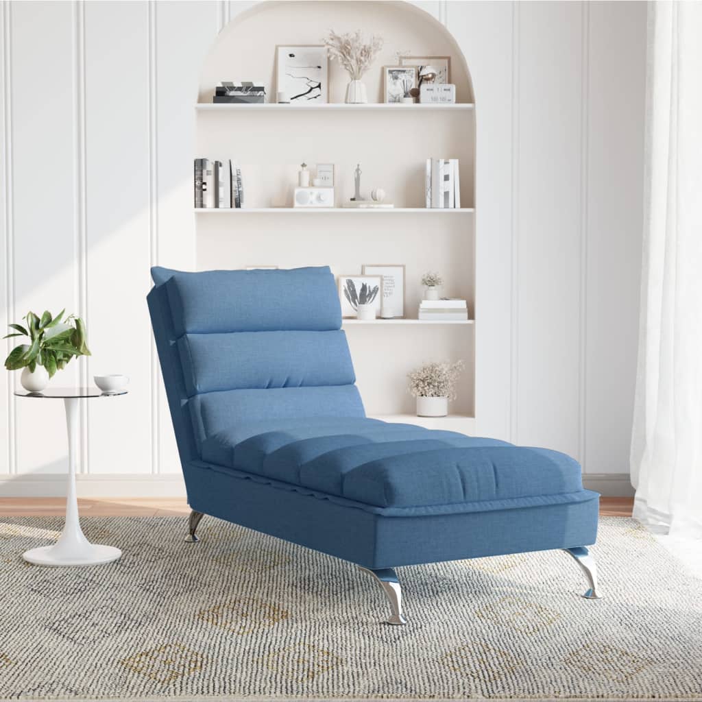 Chaise longue avec coussins bleu tissu - XIOS