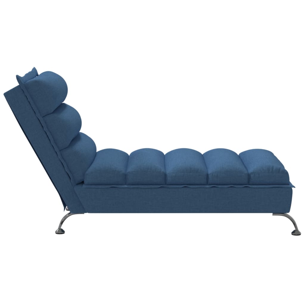Chaise longue avec coussins bleu tissu - XIOS