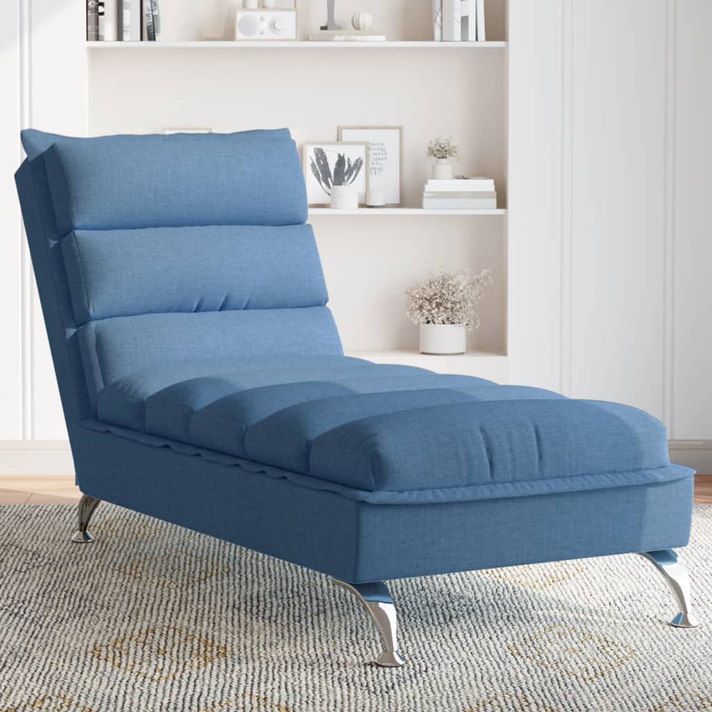Chaise longue avec coussins bleu tissu - XIOS