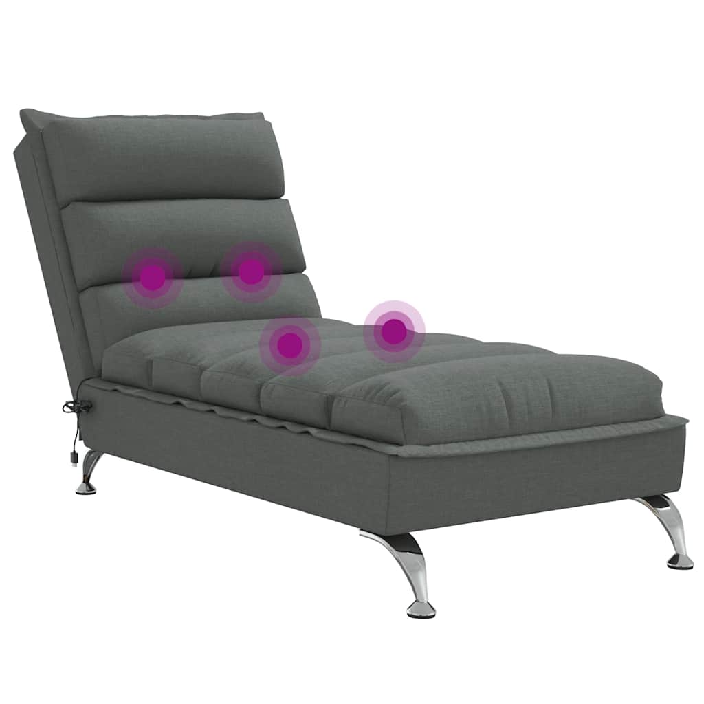 Chaise longue de massage avec coussins gris foncé tissu - XIOS