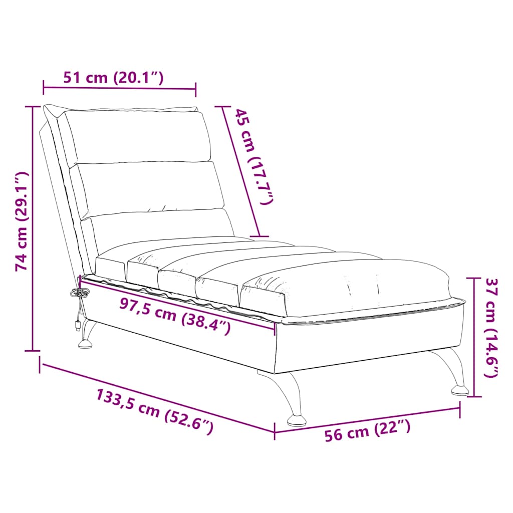 Chaise longue de massage avec coussins gris foncé tissu - XIOS
