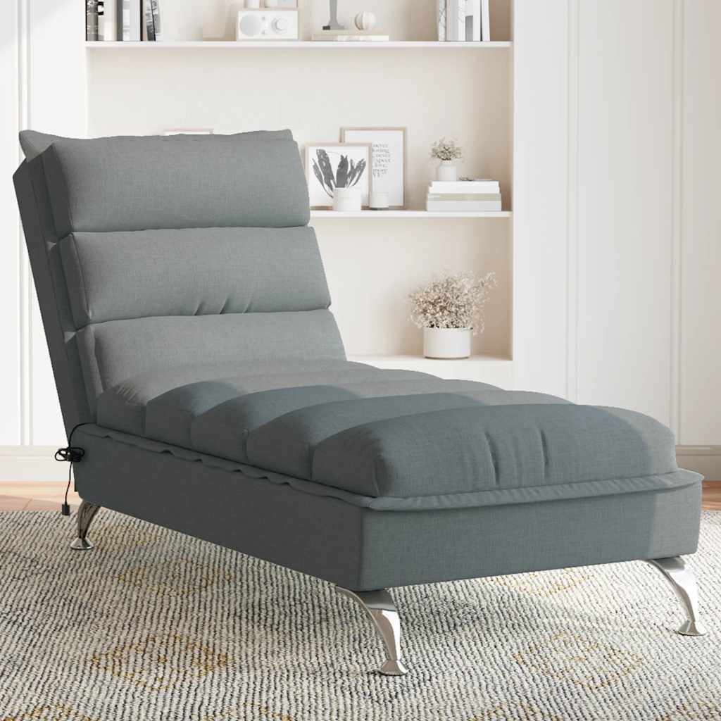 Chaise longue de massage avec coussins gris foncé tissu - XIOS