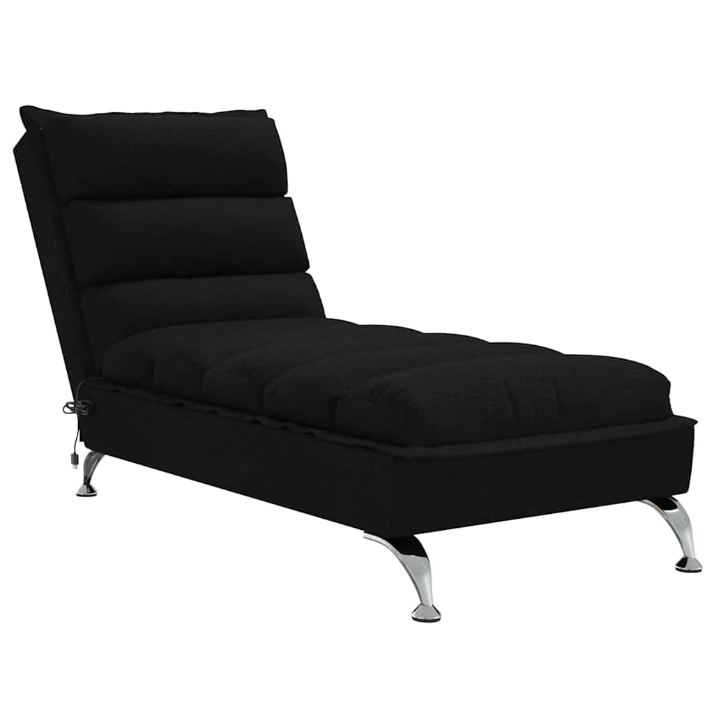 Chaise longue de massage avec coussins noir tissu - XIOS