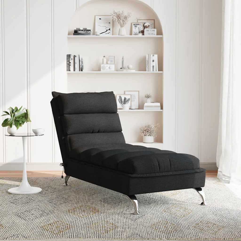 Chaise longue de massage avec coussins noir tissu - XIOS