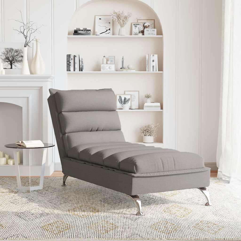 Chaise longue de massage avec coussins taupe tissu - XIOS