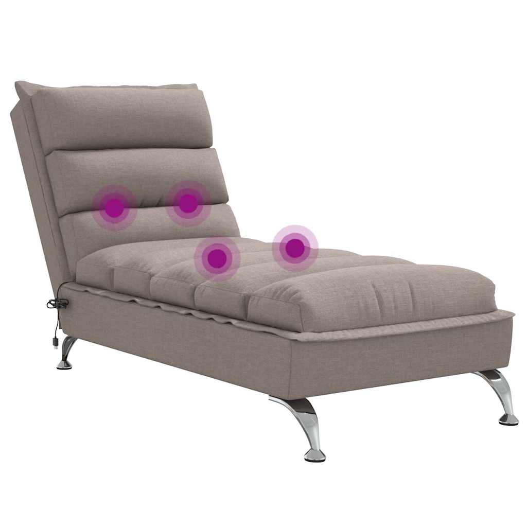 Chaise longue de massage avec coussins taupe tissu - XIOS