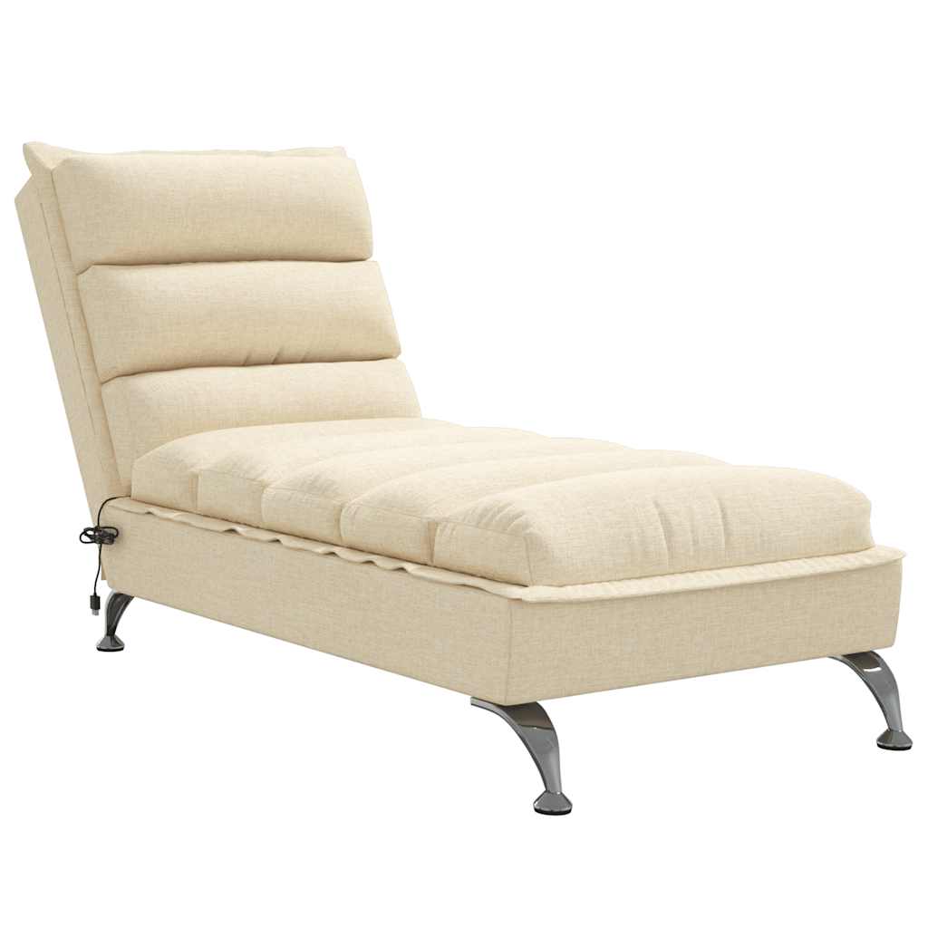 Chaise longue de massage avec coussins crème tissu - XIOS