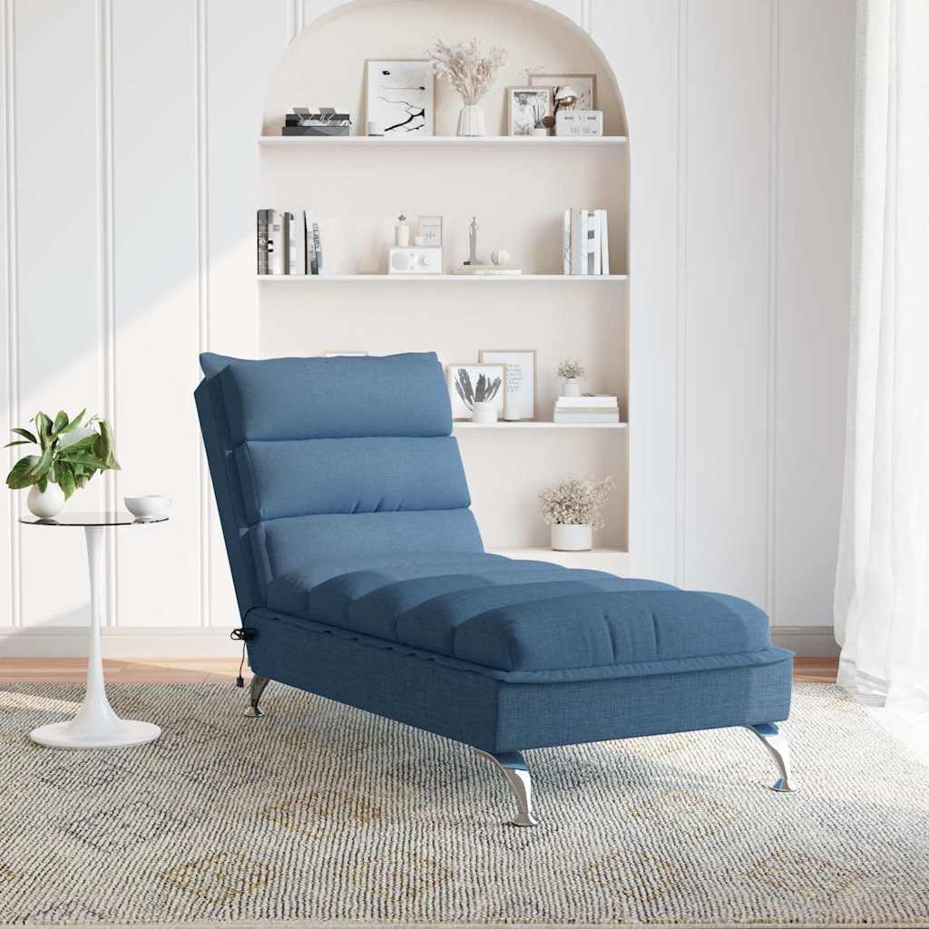 Chaise longue de massage avec coussins bleu tissu - XIOS