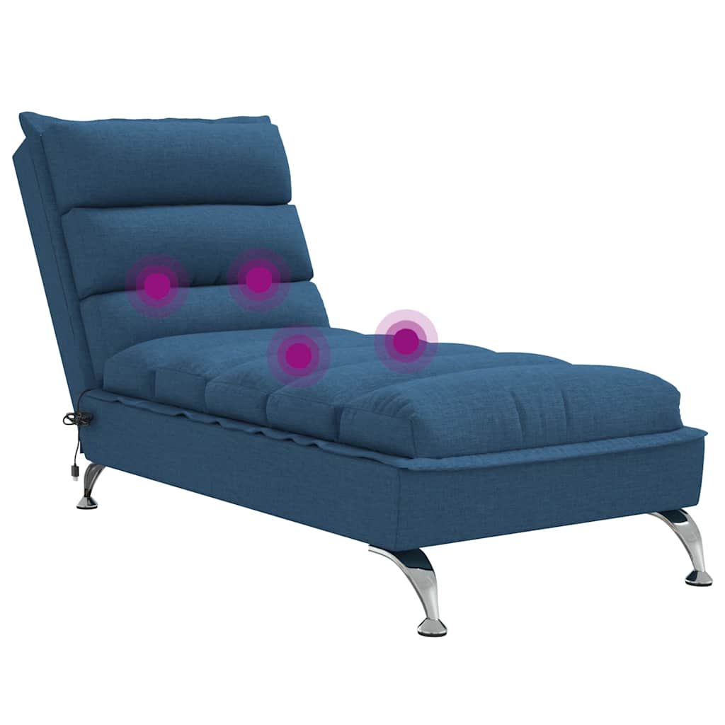 Chaise longue de massage avec coussins bleu tissu - XIOS