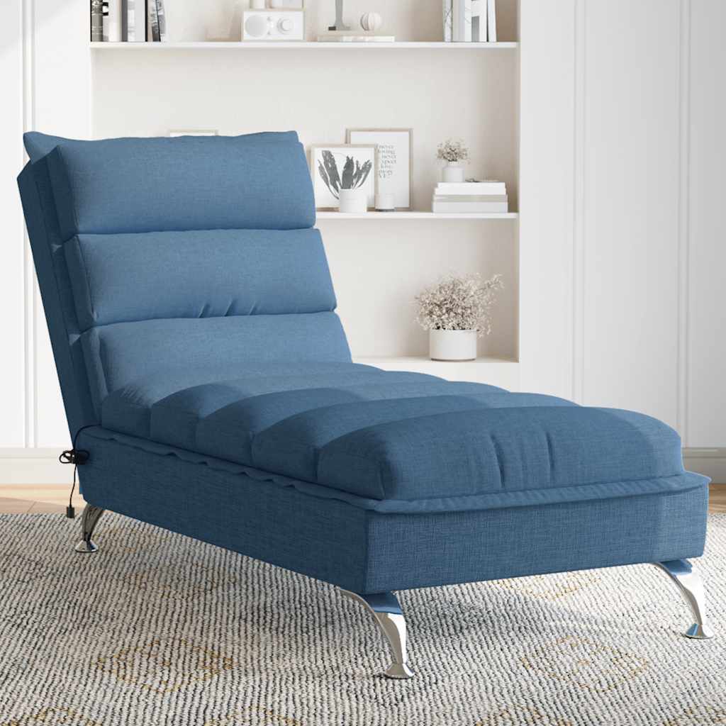 Chaise longue de massage avec coussins bleu tissu - XIOS